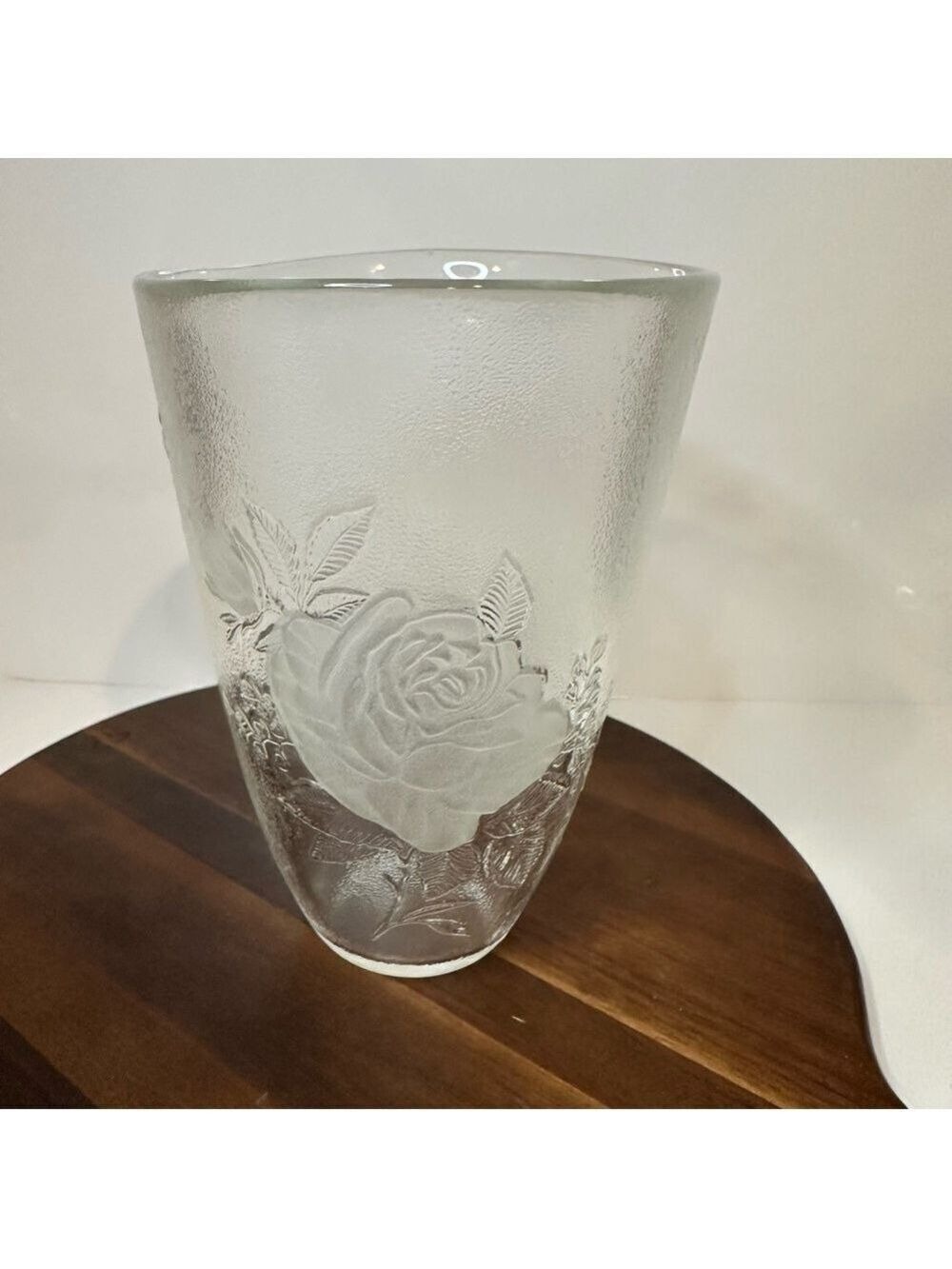 Royal Albert American Beauty Crystal Vase 8.5 Inch Cut Etched Glass Italy